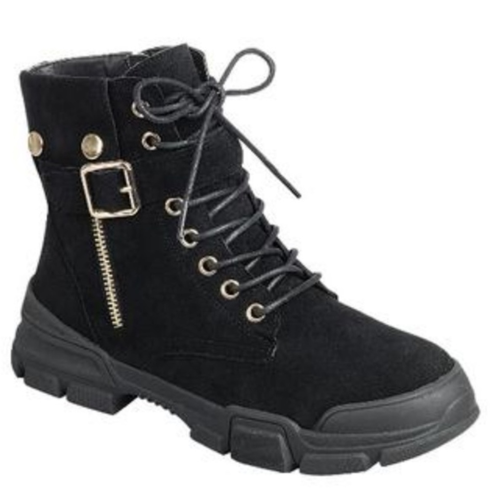 !! RESTOCK ALL SIZES !! Black Zip Up Combat Boots - Picture 3 of 7